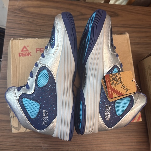 Peak Men's Basketball Shoes Blue Silver Comfort - Picture 5 of 16
